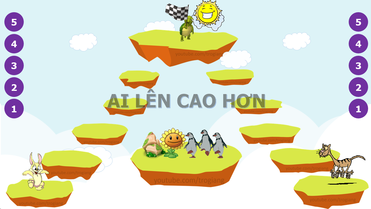 PowerPoint trình chiếu trò chơi ai lên cao hơn